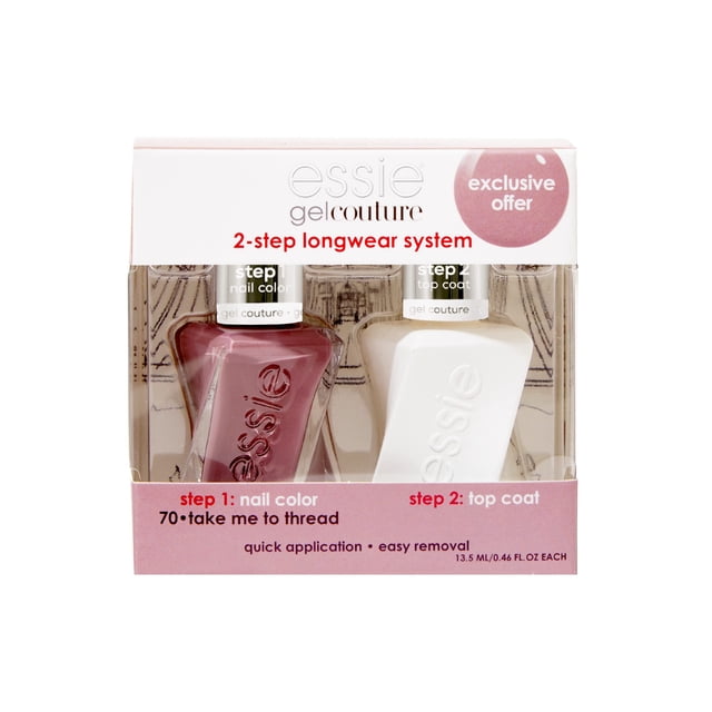 Set de esmaltes de uñas Essie Gel Couture Longwear Mauve con capa superior