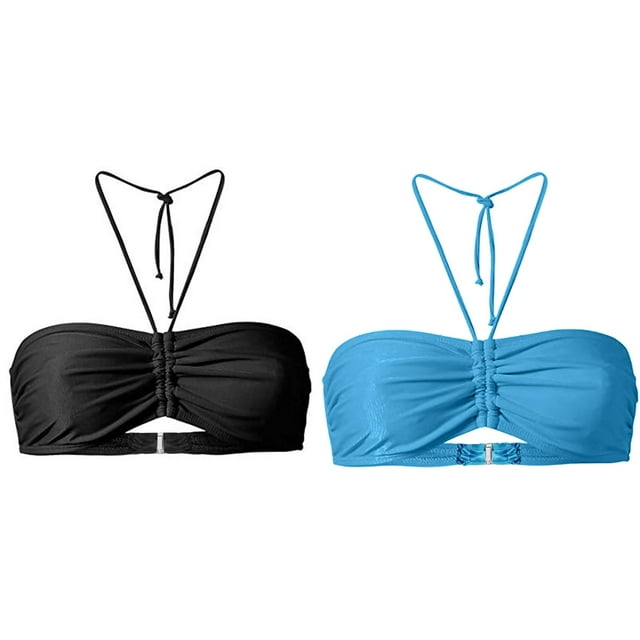 (Lot de 2) Rinsvye Haut de Bikini Imprimé pour Femmes avec Franges Design à Bretelles Tenue de Plage Style Tendance pour Fêtes à la Piscine Tenues de Vacances Matériau en Tissu Léger