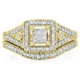 thumbnail image 3 of 0.50 Carat (ctw) 10K Yellow Gold Princess & Round Diamond Ladies Engagement Ring Bridal Set 1/2 CT, 3 of 4