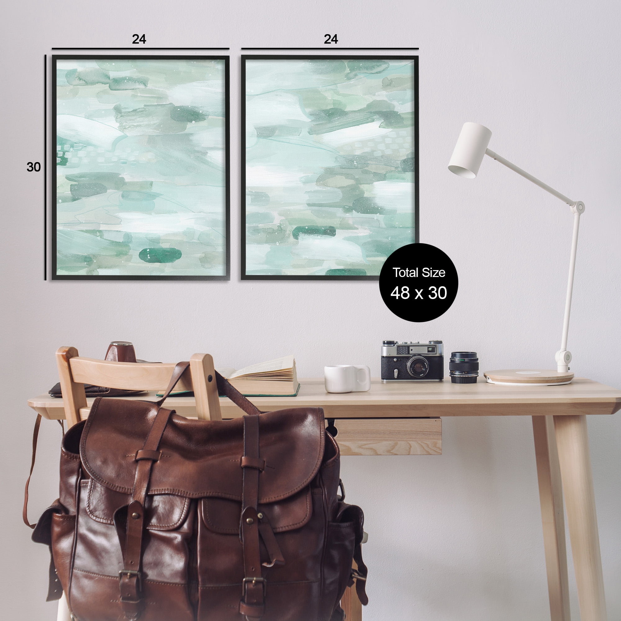 Stupell Industries Beachy Abstract Pattern Abstract Painting Black Framed Art Print Wall Art, 24 x 30, Set of 2