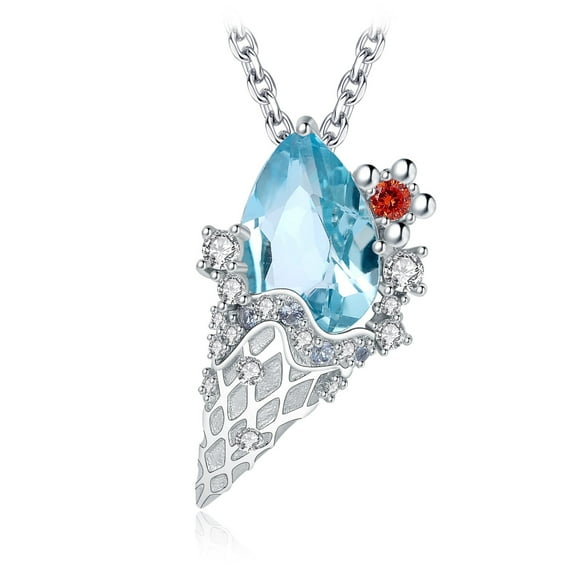 Jewelrypalace Ice Cream 2.3ct Genuine Sky Blue Topaz Garnet Color Cubic Zirconia Pendant 925 Sterling Silver