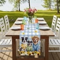 thumbnail image 4 of Table Runners 70 Inches Long Dress Scarves, Spring Dog Farmhouse Coffee/Dining/Kitchen Table Decor, Holiday Table Runner, Sunflower Daisy Botanical Blue Plaid 13x70 Inch, 4 of 9