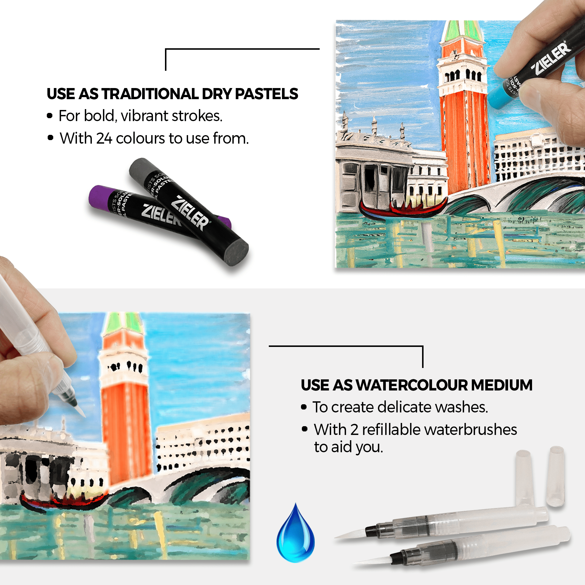 Zieler® 24 Artists Soft Water-soluble Oil Pastels