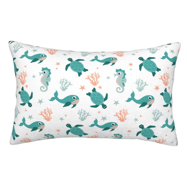 Balery Turtles And Seahorses Funda de Cojín Estampada, Regalos para Mujeres, Regalos de Amor para Ella, Regalos para Novia o Esposa, Funda de Almohada-14"x20"