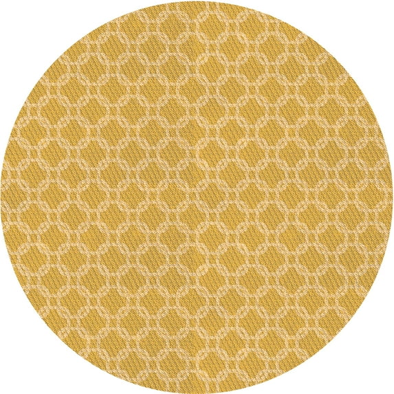 Ahgly Company Machine Washable Indoor Round Transitional Bright Gold Yellow Area Rugs, 3' Round