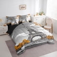 thumbnail image 3 of Homewish Boys Girls Romantic Eiffel Tower Bedding Comforter Set 7pcs,Valentine's Day Queen Bedding Sets Super Cozy,Grey Yellow Queen Sheet Sets,Super Cozy Room Decor,Reversible, 3 of 8