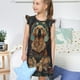 thumbnail image 4 of Balery Tree Meditating Golden Retriever Camisón de princesa para niñas, pijama de algodón con mangas abullonadas, suave y bonito.-X-Large, 4 of 6