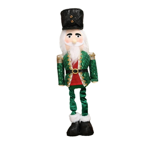 Cascanueces navideño, decoración navideña, figura telescópica de mesa, escultura Verde