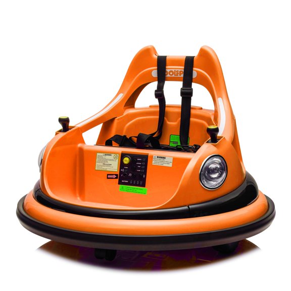 Xuanlur 12V Ride on Bumper Car for Toddlers, Electric Cars for Kids w/Parent Remote, Ride on Toys w/2-Speed, 2 Driving Mode, 360°Spin, Music, Lights, 5-Point Safety Belt, Orange