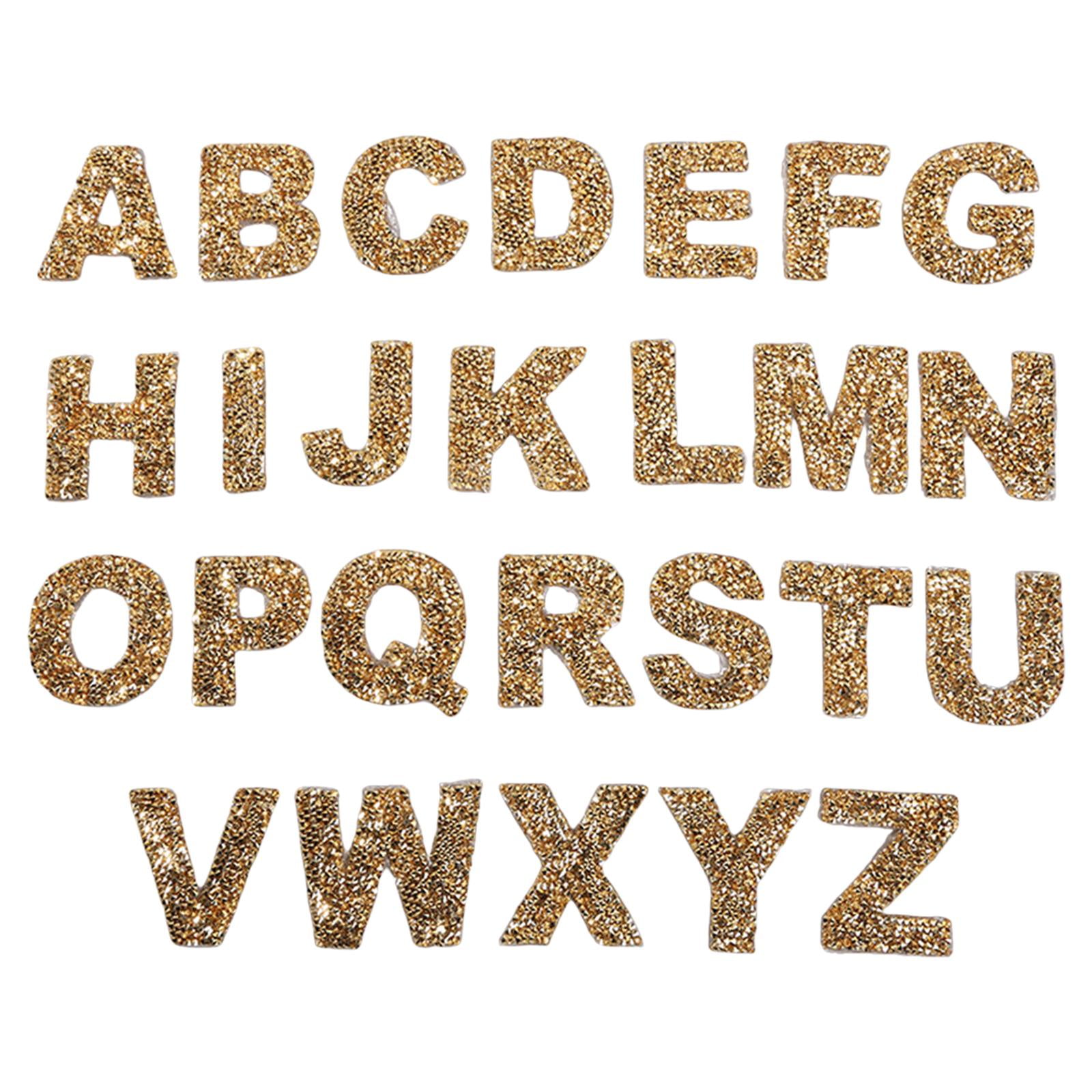 Embroidery Iron On Letters Alphabet Appliques Sparkly Rhinestones Flat
