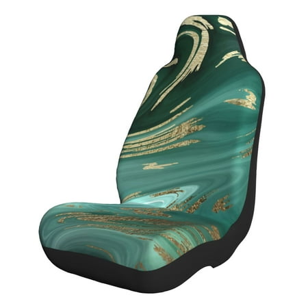 Cauagu Green And Gold Marble Print Car Seat Covers Universal Automotive Seat Covers Car Seat Protectors Easy to Install Car Cover Car Accessories Auto rucks Van & SUV-1