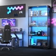thumbnail image 2 of Display Cabinet with Glass Doors, 63" Tall Curio Cabinet with Human Sensor RGB LED Lights, 4-Tier Glass Display Case with 15mm Thick Shelves for Action Figures, Collectibles, Books - Black, 2 of 9