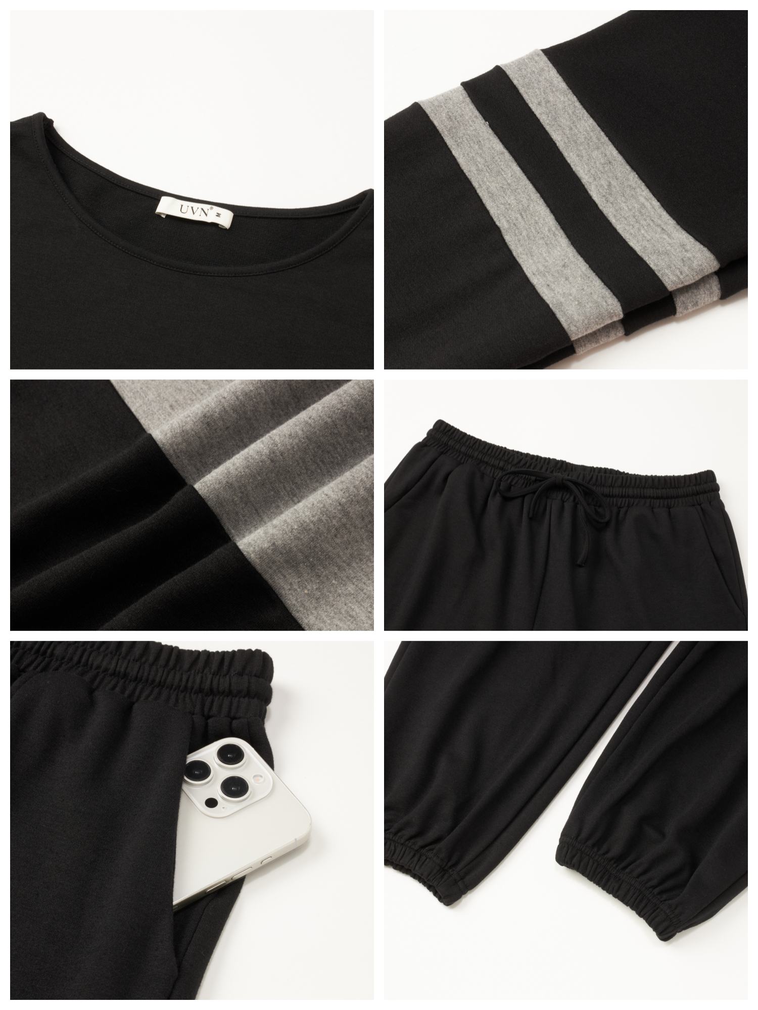 UVN Women's Color Block Striped Sweatsuit 2-Piece Set photo 6