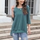 thumbnail image 2 of Top informal para mujer, cuello redondo, manga tres cuartos, dobladillo empalmado, Color puro, corte holgado, jersey para mujer, Top para viajes diarios, 2 of 6
