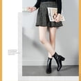 thumbnail image 2 of Botas cortas de tacón medio con punta cuadrada, estilo británico, moda otoño-invierno, botas cortas de tacón grueso para mujer, color negro 37, 2 of 5