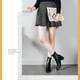 thumbnail image 2 of Botas cortas de tacón medio con punta cuadrada, estilo británico, moda otoño-invierno, botas cortas de tacón grueso para mujer, color negro 37, 2 of 5