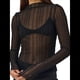 thumbnail image 1 of Camisetas de Larga Transparentes para Mujer, de Transparente, Ajustadas, con Ribete Festoneado, Blusas y Conjuntos Superiores Negro S, 1 of 8