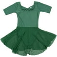 thumbnail image 2 of Leveret Girls Short Sleeve Skirt Leotard Classic Solid Color Color: Uniform Green Size: MEDIUM, 2 of 2