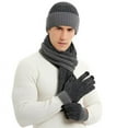 thumbnail image 4 of 3Pcs Unisex New Double-sided Color Matching Scarf Hat Gloves Set Autumn Winter Warm Fashion Men Women Simple Thickening Hat Set Deep grey, 4 of 7