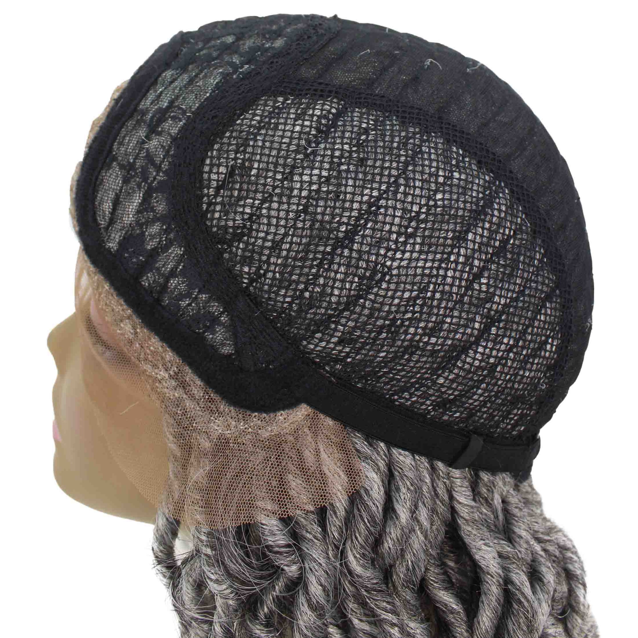 LUXLUXE 19" Black & White Wig Andrea Curly Layered for Women Long Hand Tied Lace Braided Wigs, Made from Heat Resistant Synthetic Wigs