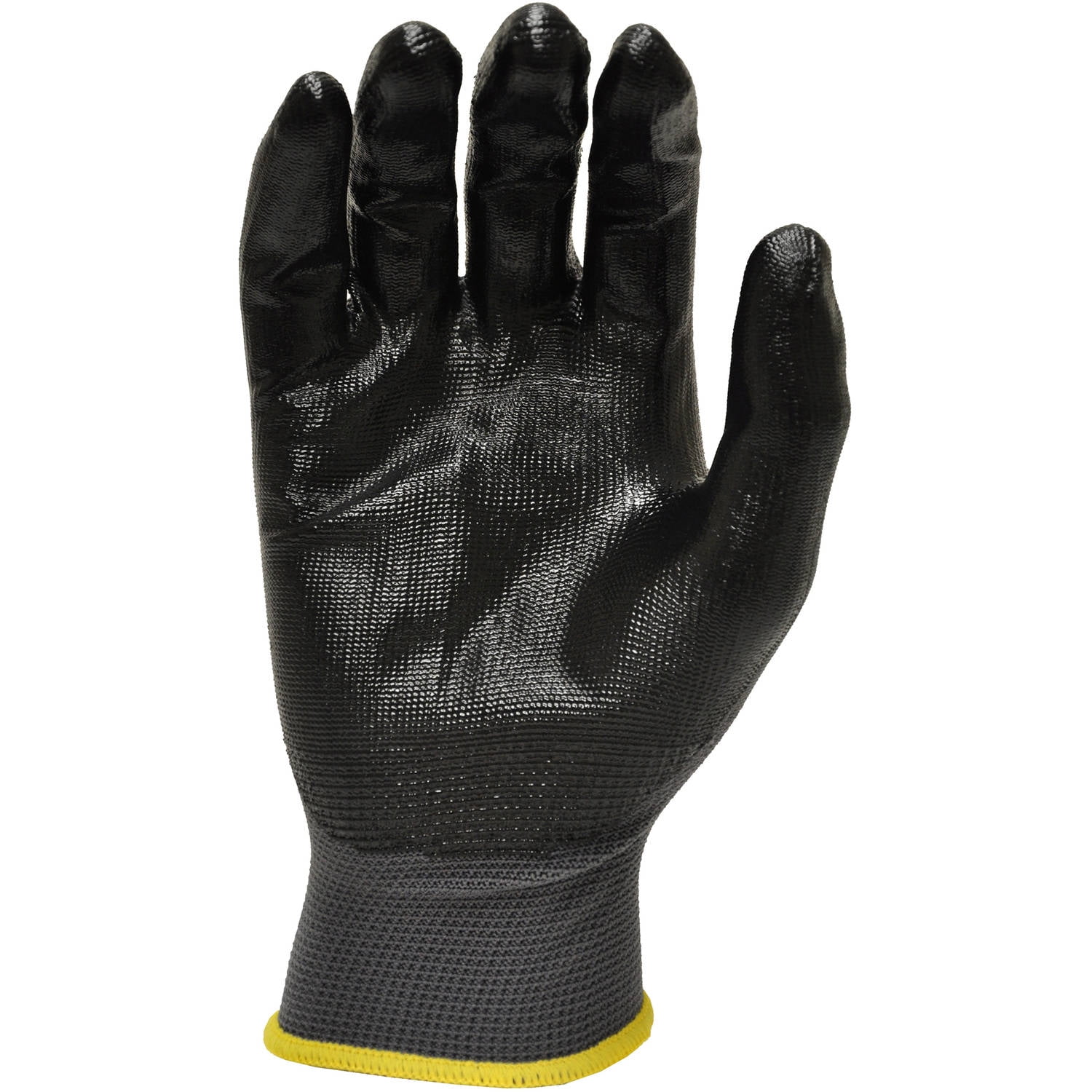 G & F Seamless Knit Nylon Nitrile-Coated Work Gloves, Black, Size Medium, 6 Pairs