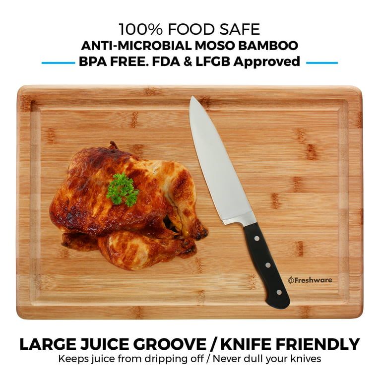 Extra Large Bamboo Cutting Board for Kitchen with Juice Groove - 17.5 x  13.5 x 0.75 inch