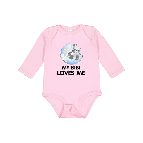 Inktastic Raccoon My Bibi Loves Me Boys or Girls Long Sleeve Baby Bodysuit