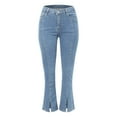 thumbnail image 4 of Hauaitttt Flare Jeans for Women Bottom Jeans High Waisted Stretchy Wide Leg Bootcut Jeans Split Hem Jeans Crop Pants for Women Casual Women Elastic Waist Pants Casual Womens Pant Suits Casual plus, 4 of 4