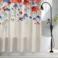 thumbnail image 2 of Blue Red Flowers Small Stall Shower Curtain, Waterproof Shower Curtains for Bathroom, Elegant Spring Floral Butterfly Rustic Washable Fabric Bath Curtain for Bathtub with Hooks 36x72 Inches, 2 of 9