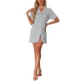 thumbnail image 1 of INSPIRE CHIC Camisón de botón para mujeres, pijama vestido de manga corta, ropa de verano, bata de noche XL gris, 1 of 6