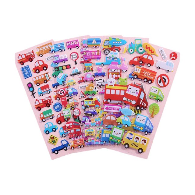 Pegatinas Pegatinas 3D para ni?os y ni?os peque?os Pegatinas hinchadas Paquete variado para álbumes de recortes Bullet Journal que incluyen animales, dinosaurios, autos y más autos y más (20 paquetes) LingWen 8390615596138