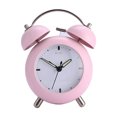 thumbnail image 1 of Despertador con doble campana, 10 cm, metal rosa, silencioso, no hace tictac, 1 of 2