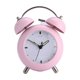thumbnail image 1 of Despertador con doble campana, 10 cm, metal rosa, silencioso, no hace tictac, 1 of 2