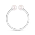 thumbnail image 2 of Angara Two Stone Japanese Akoya Cultured Pearl Open Stackable Ring in 14K White Gold for Women | June Birthstone Jewelry for Her, 2 of 8