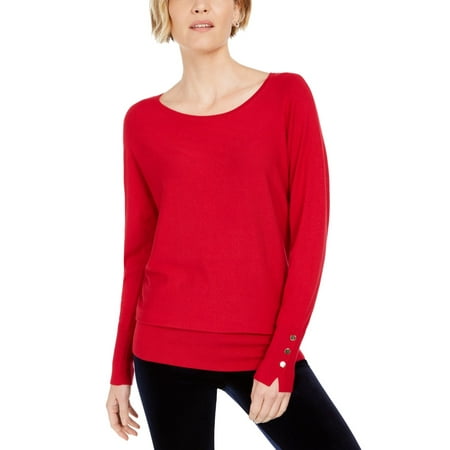 JM Collection Women's Studded Dolman-Sleeve Sweater Red Size XX-Large