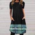 thumbnail image 1 of Robe d'Été pour Femmes 2024 Grande Taille Décontractée Col Rond Imprimé Manches Courtes avec Poche en Solde à Moins de 10!, 1 of 5