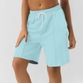 thumbnail image 2 of Womens  Shorts 2025 Drawstring Waist Running Shorts Casual Loose Athletic Gym Shorts with Pockets light blue X-Large, 2 of 5