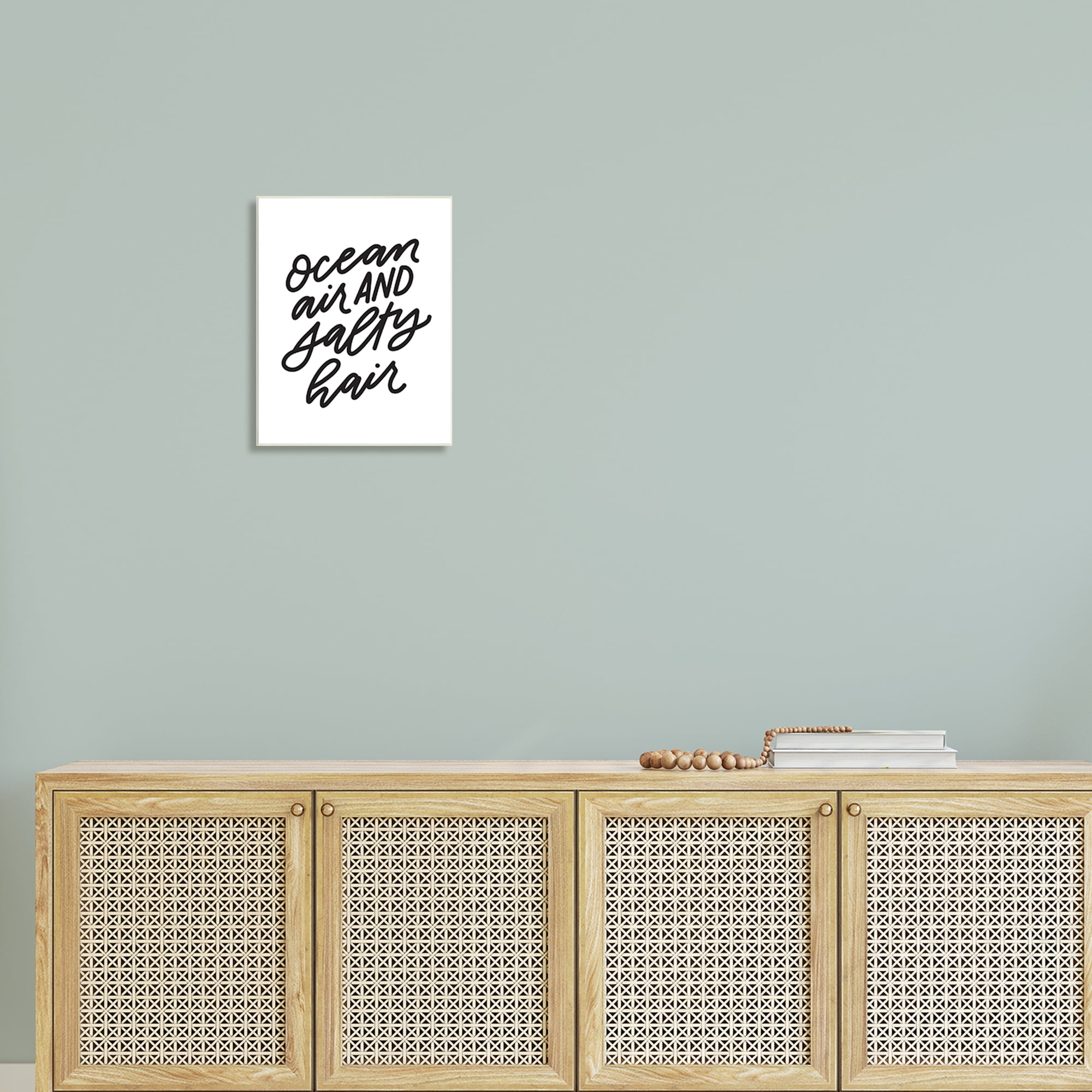 Stupell Industries Ocean Air Salty Hair Beach Lover Calligraphy Graphic Art Unframed Art Print Wall Art, Design by Leah Bisch