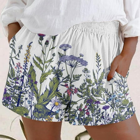 

Tawop Womens Swim Shorts Casual Elastic Pants Pocket Beach Shorts Maternity Workout Shorts Purple Size 6