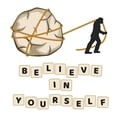 thumbnail image 2 of Home Wall Decal - Believe in Yourself - Cute Quote Design Hard working Active Man Pulling a Big Heavy Rock - Proudly Hand Made Decal - Size: 40 In(W) x 40 In(H), 2 of 5