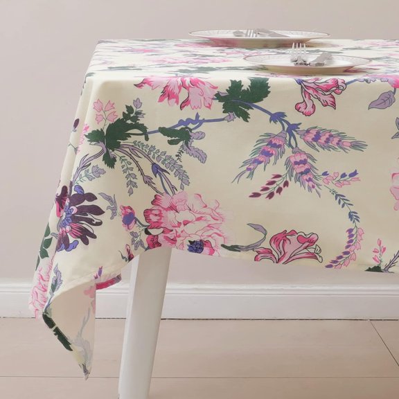 Rectangle Flower Tablecloth, Floral Blossom Table Cloth, Wrinkle Resistant Table Cover for Dinner Kitchen Picnic Wedding(60 * 84inch)