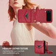 thumbnail image 3 of for Samsung Galaxy Z Flip 4 5G Women Wallet Case with Card Holder, Premium PU Leather Detachable Adjustable Cross-Body Strap Phone Case Cover for Samsung Galaxy Z Flip 4 CT Red, 3 of 16