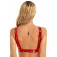 thumbnail image 2 of Alvivi Women's Wet Look Pu Leather Bra Top Plunging Tank Crop Top Vest Bustier Rave Dance Bra Red XL, 2 of 6
