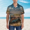 thumbnail image 2 of Balery Deserted Classic Car Landscape Camisas hawaianas de manga corta para hombre, camisas playeras de corte holgado, camisas de vacaciones con botones,Large, 2 of 7