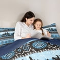 thumbnail image 4 of Erosebridal Rustic Farmhouse Aztec Queen Comforter Set, Western Cowboy Bedding Comforter Set, Blue Black, Navy Reversible 3-Piece, 1 Comforter and 2 Pillowcases, 4 of 6