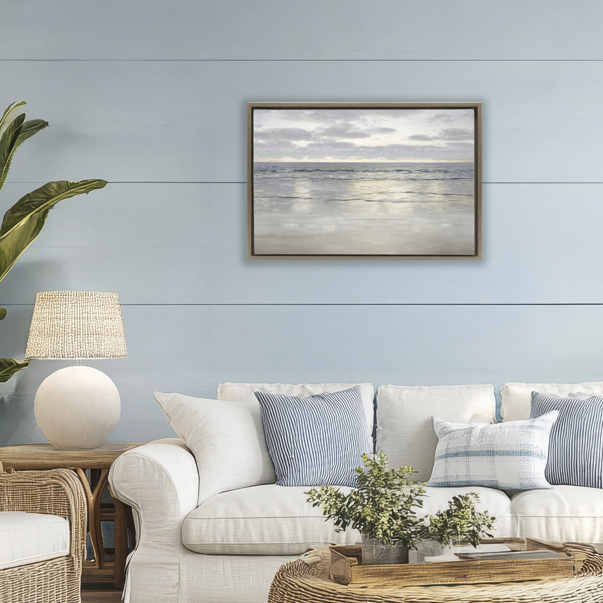 Stupell Industries Sunlight On The Sea Brown Framed Floater Canvas Wall Art, design by Christy McKee