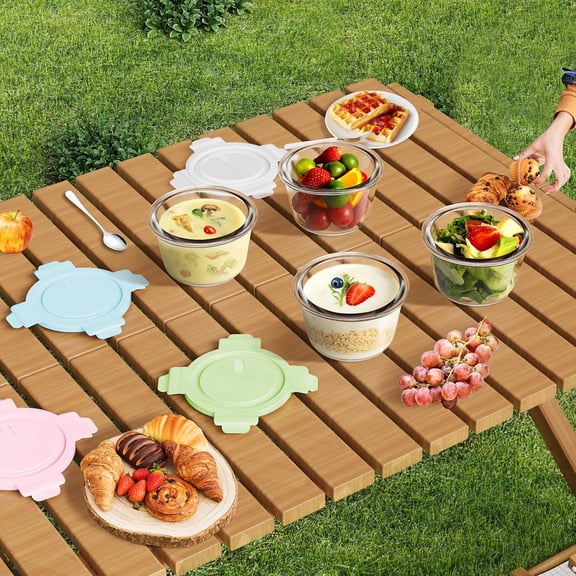 16oz Glass Meal Prep Containers, Airtight 2 Cup Glass Storage Containers with Lids, Heat-Resistant BPA-Free Borosilicate Glass Soup Container for Leftover, Microwave, Dishwasher&Freezer Safe