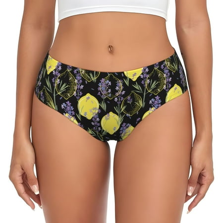 Womens Underwear - Lavender Flowers Lemon No Show Seamless Underwear for Women  Kawaii Soft Stretch Women s Panties  Hipster Ladies Panties Bikini Underwear Briefs