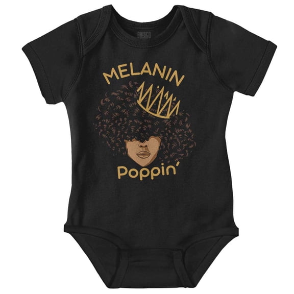 Black Afro Queen Melanin Poppin Bodysuit Jumper Girls Infant Baby Brisco Brands NB