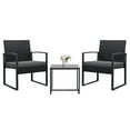 thumbnail image 2 of Devoko 3 Pieces Patio Conversation Set Cushioned PE Rattan Bistro Chairs with Table, Gray, 2 of 6